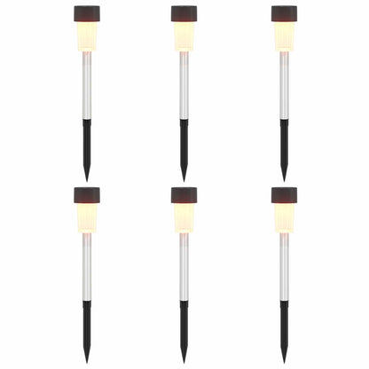 vidaXL Outdoor Solar Lights with Ground Spike 6 pcs Warm White 29.5 cm - Black