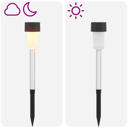 vidaXL Outdoor Solar Lights with Ground Spike 6 pcs Warm White 29.5 cm - Black