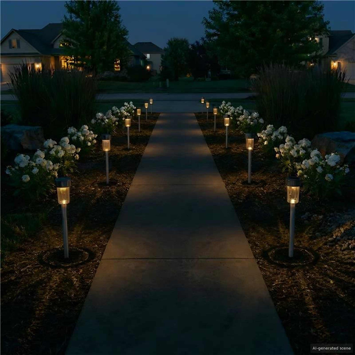 vidaXL Outdoor Solar Lights with Ground Spike 24 pcs Warm White - Black - 29.5 cm