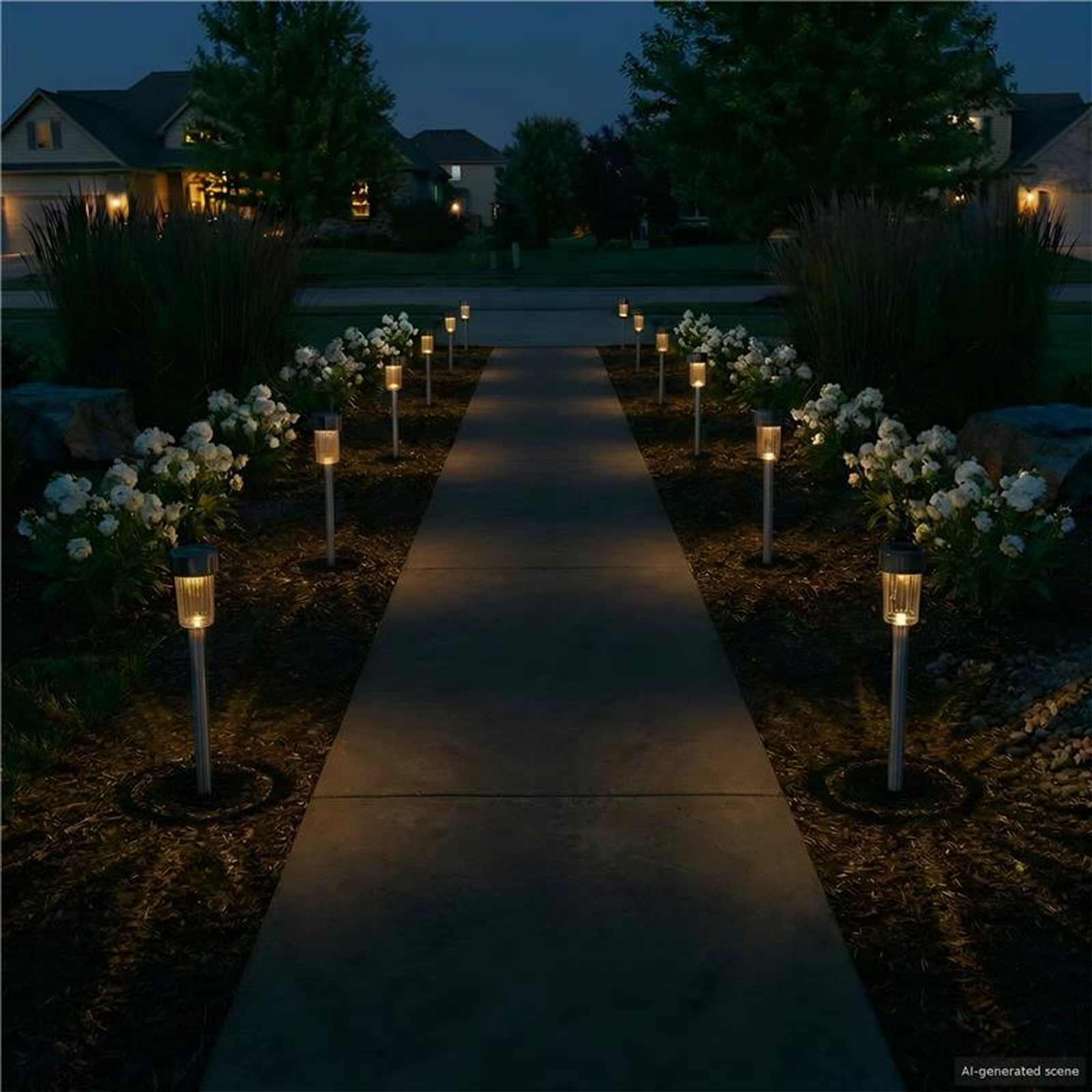 vidaXL Outdoor Solar Lights with Ground Spike 24 pcs Warm White - Black - 29.5 cm
