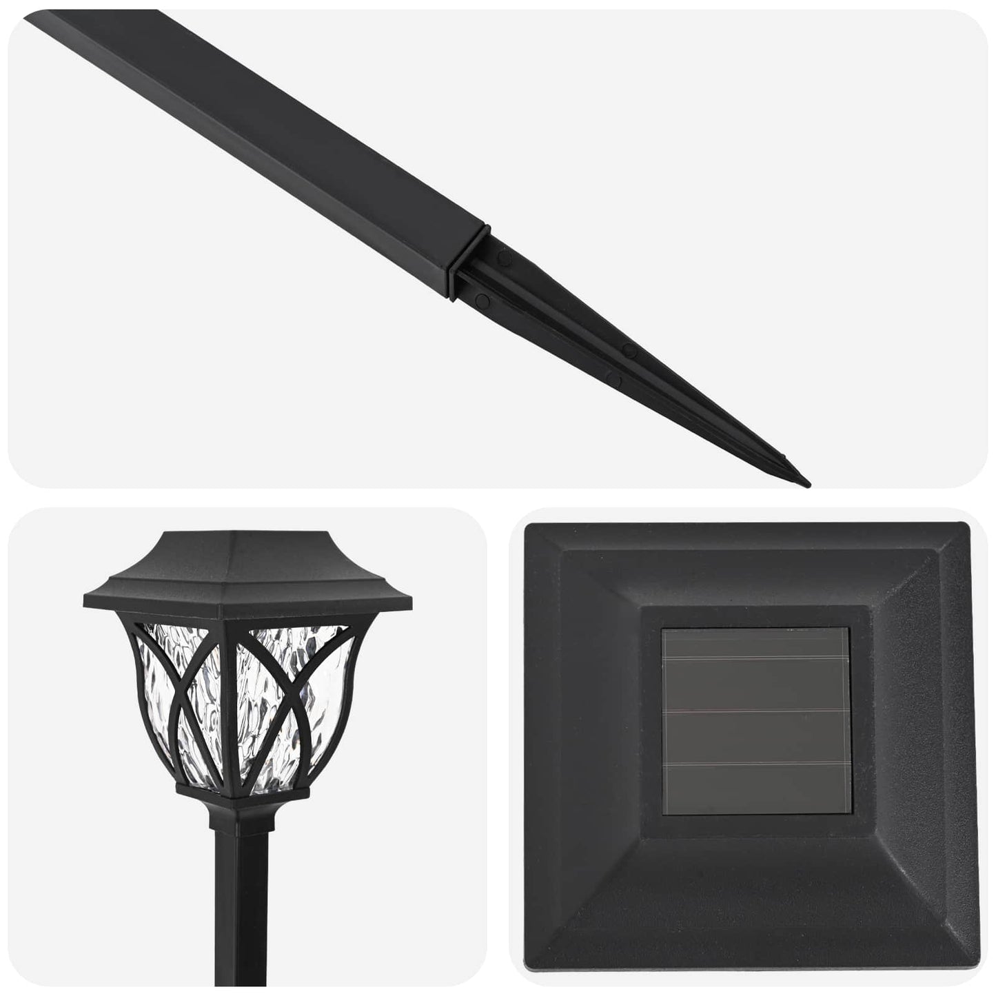vidaXL Outdoor Solar Lights with Ground Spike 6 pcs Warm White 42 cm - Black