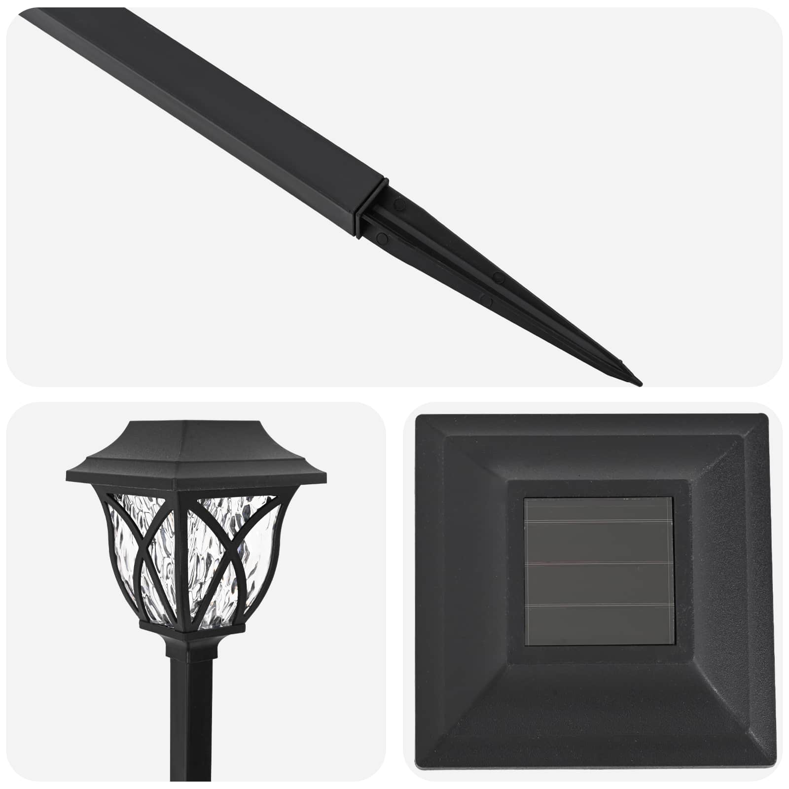 vidaXL Outdoor Solar Lights with Ground Spike 6 pcs Warm White 42 cm - Black