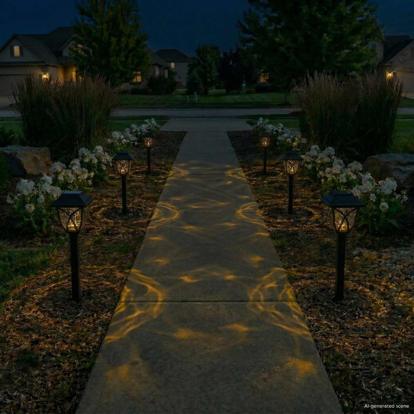 vidaXL Outdoor Solar Lights with Ground Spike 6 pcs Warm White 42 cm - Black