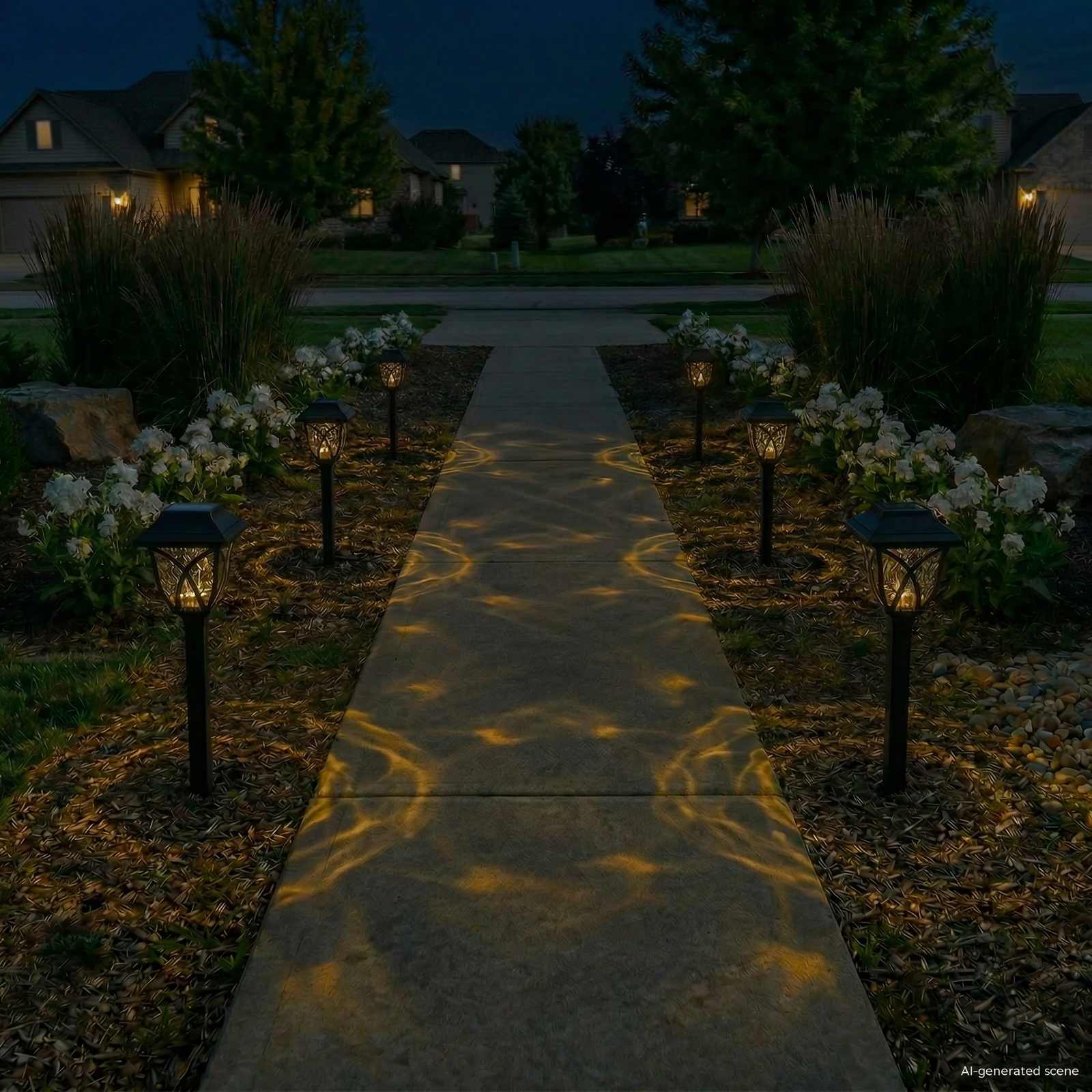 vidaXL Outdoor Solar Lights with Ground Spike 6 pcs Warm White 42 cm - Black