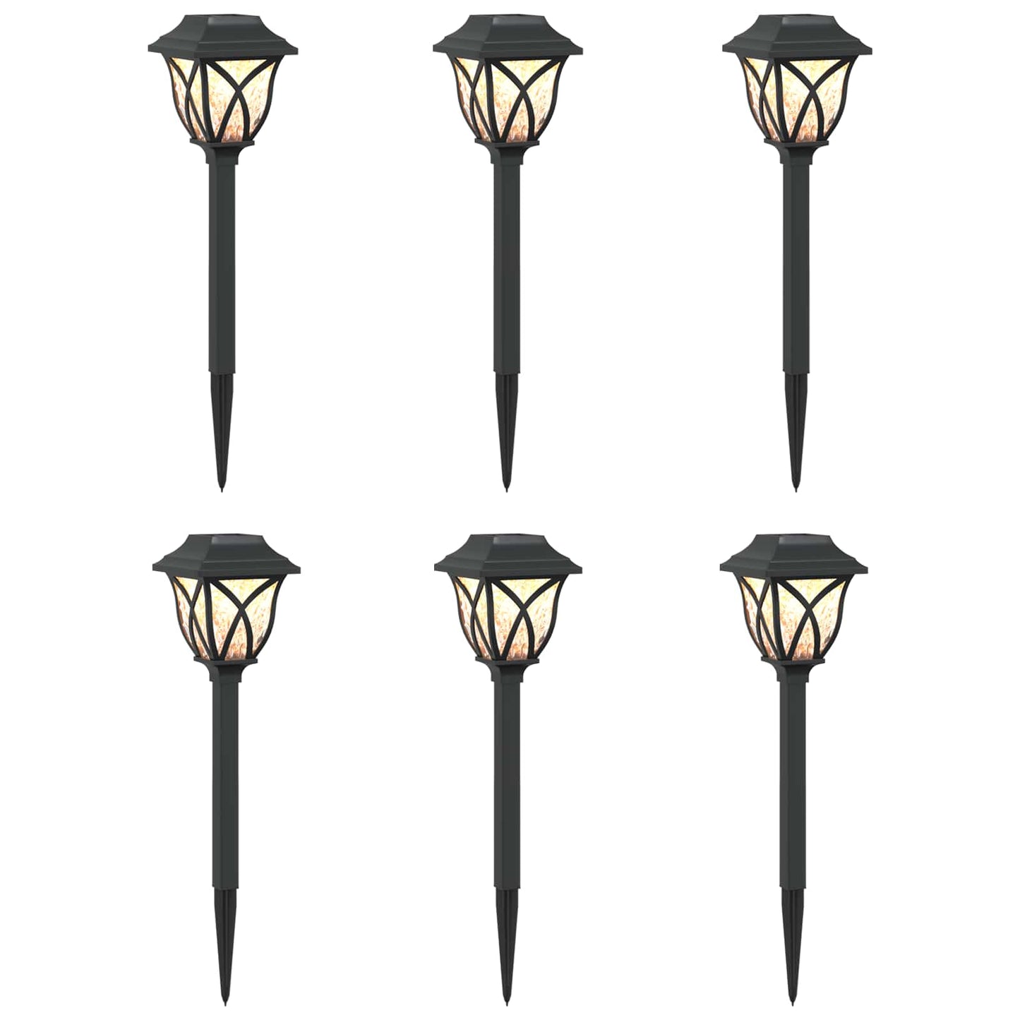 vidaXL Outdoor Solar Lights with Ground Spike 6 pcs Warm White 42 cm - Black