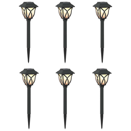 vidaXL Outdoor Solar Lights with Ground Spike 6 pcs Warm White 42 cm - Black