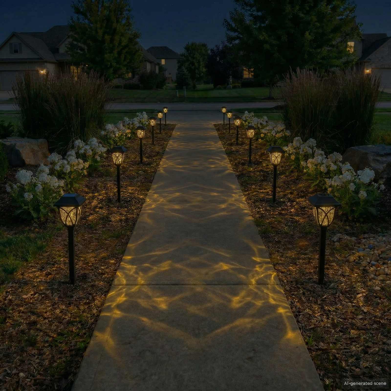 vidaXL Outdoor Solar Lights with Ground Spike 12 pcs Warm White 42 cm - Black
