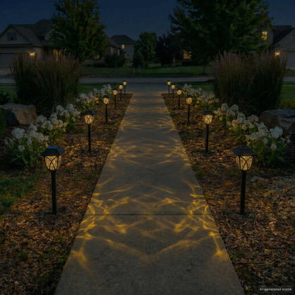 vidaXL Outdoor Solar Lights with Ground Spike 12 pcs Warm White 42 cm - Black