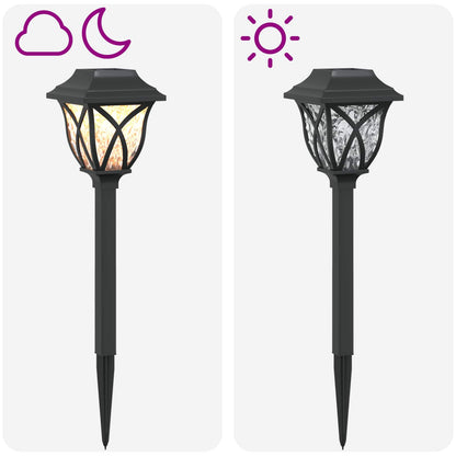 vidaXL Outdoor Solar Lights with Ground Spike 12 pcs Warm White 42 cm - Black