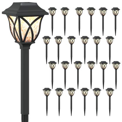 vidaXL Outdoor Solar Lights with Ground Spike 24 pcs Warm White 42 cm - Black