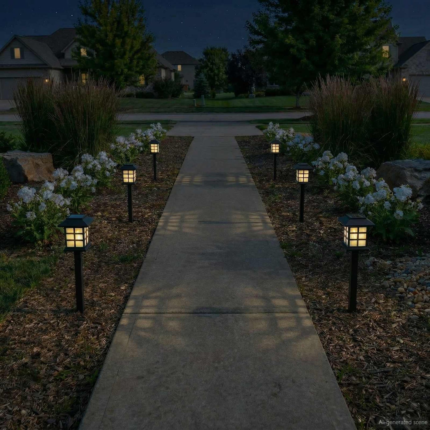 vidaXL Outdoor Solar Lights with Ground Spike 6 pcs Warm White 38.5 cm - Black
