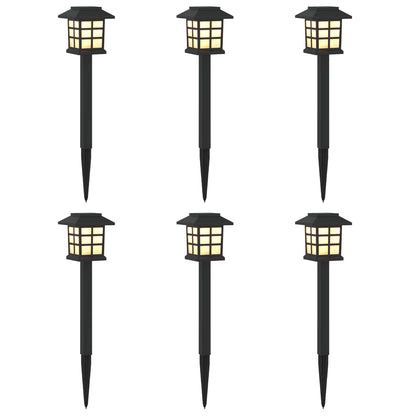 vidaXL Outdoor Solar Lights with Ground Spike 6 pcs Warm White 38.5 cm - Black