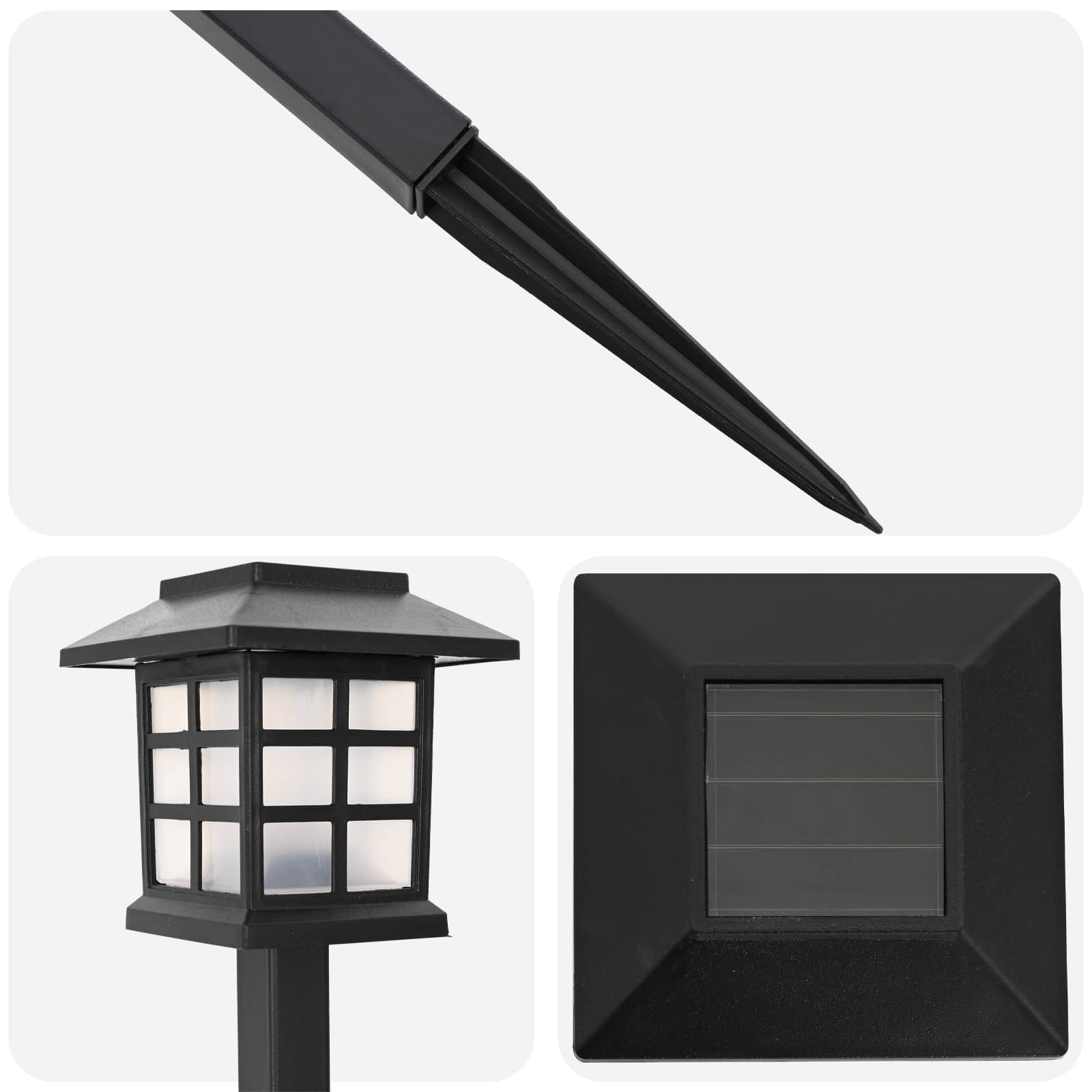 vidaXL Outdoor Solar Lights with Ground Spike 12 pcs Warm White PP - Black - 38.5 cm