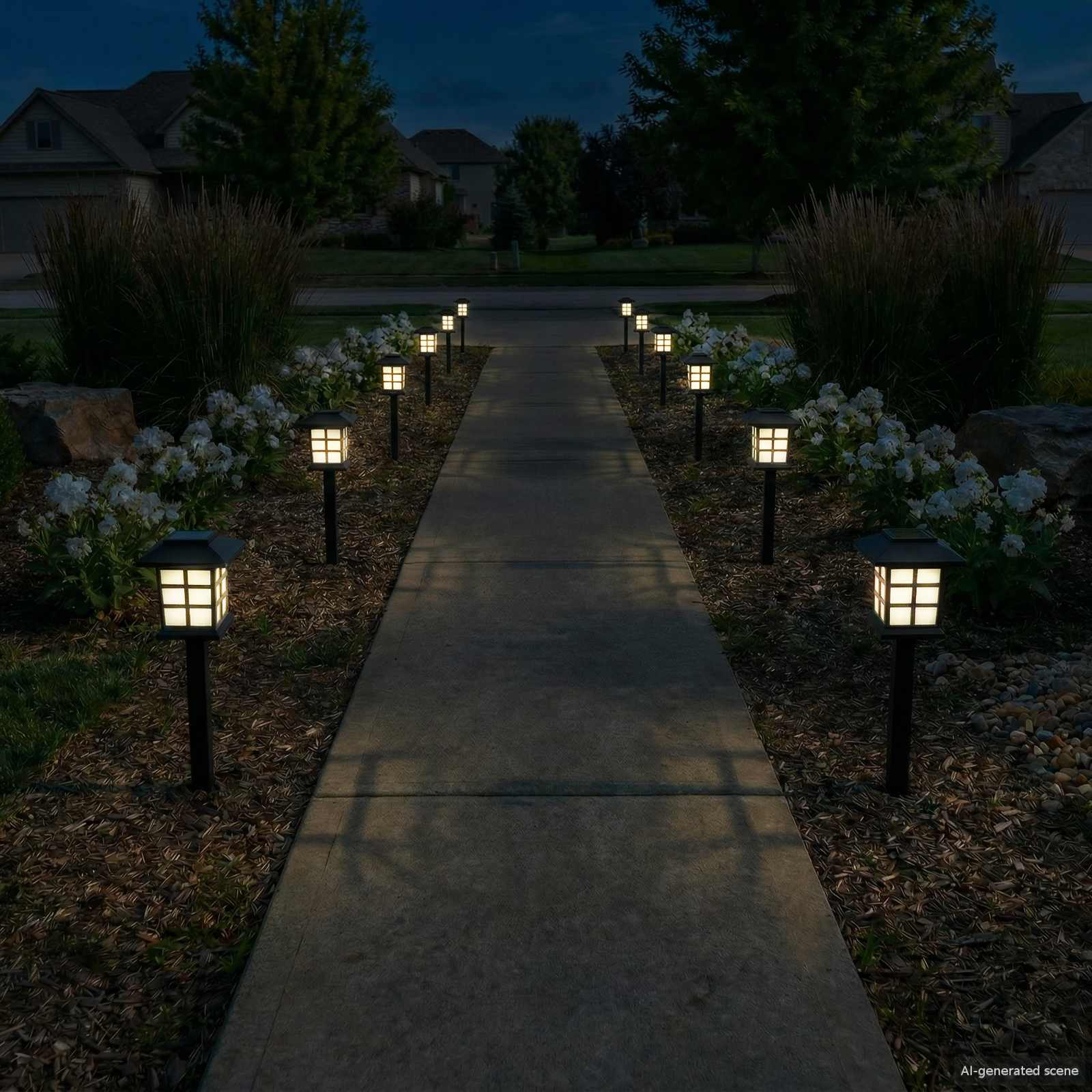 vidaXL Outdoor Solar Lights with Ground Spike 12 pcs Warm White PP - Black - 38.5 cm