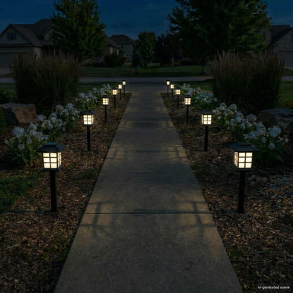 vidaXL Outdoor Solar Lights with Ground Spike 12 pcs Warm White PP - Black - 38.5 cm