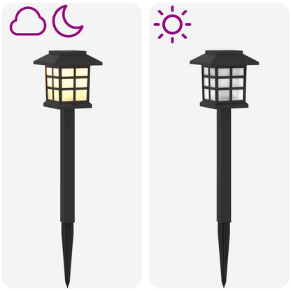 vidaXL Outdoor Solar Lights with Ground Spike 12 pcs Warm White PP - Black - 38.5 cm