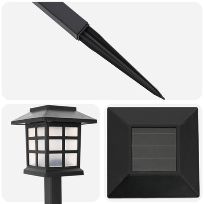 vidaXL Outdoor Solar Lights with Ground Spike 24 pcs Warm White PP - Black - 38.5 cm