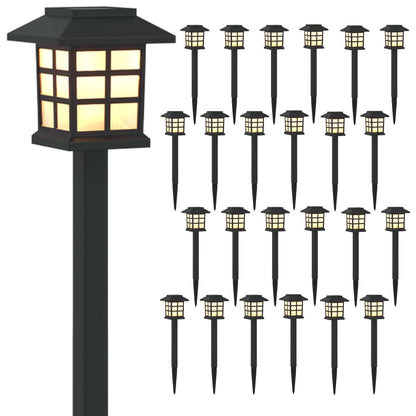 vidaXL Outdoor Solar Lights with Ground Spike 24 pcs Warm White PP - Black - 38.5 cm