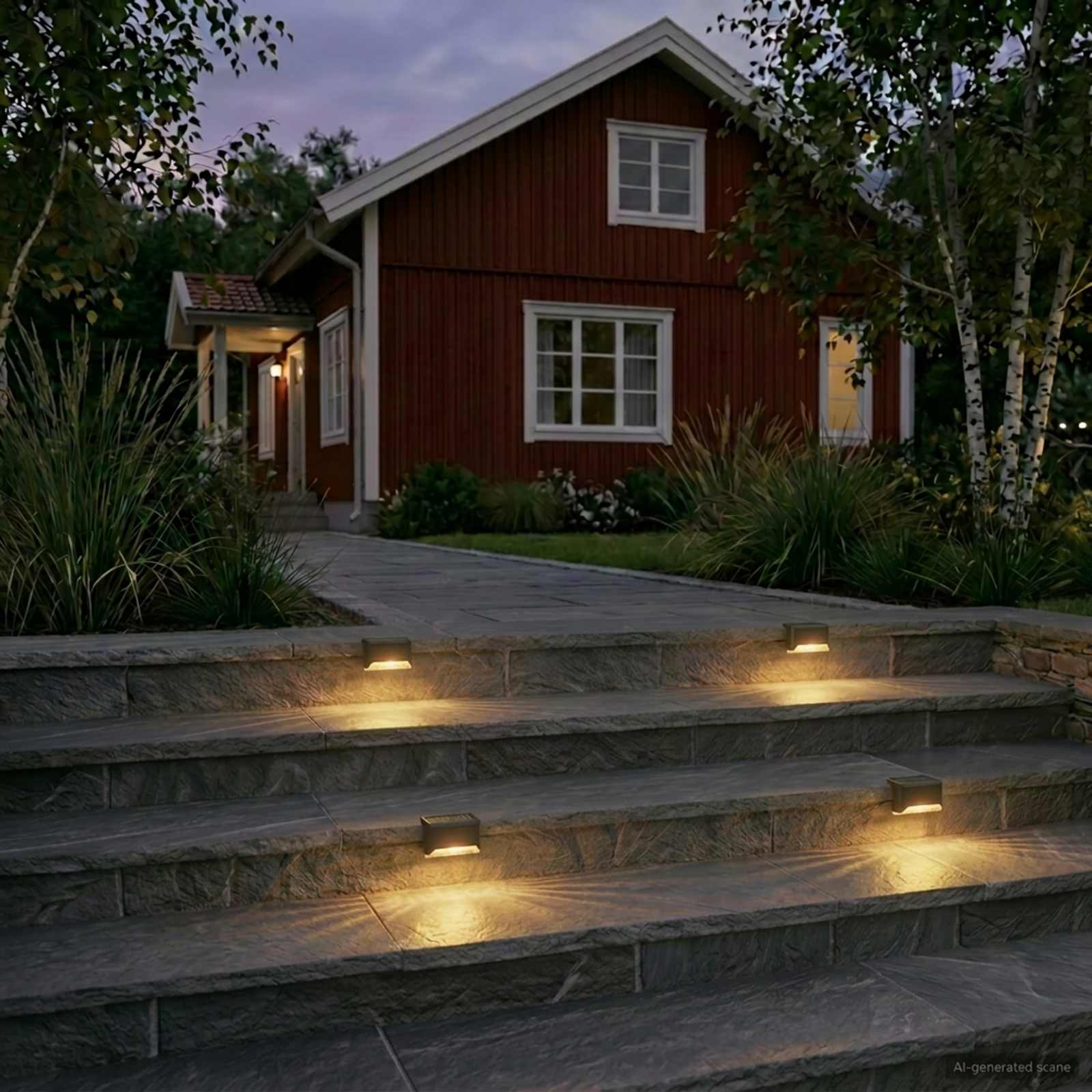 vidaXL Outdoor Solar Lights with Ground Spike 4 pcs Warm White 4.5 cm - Black