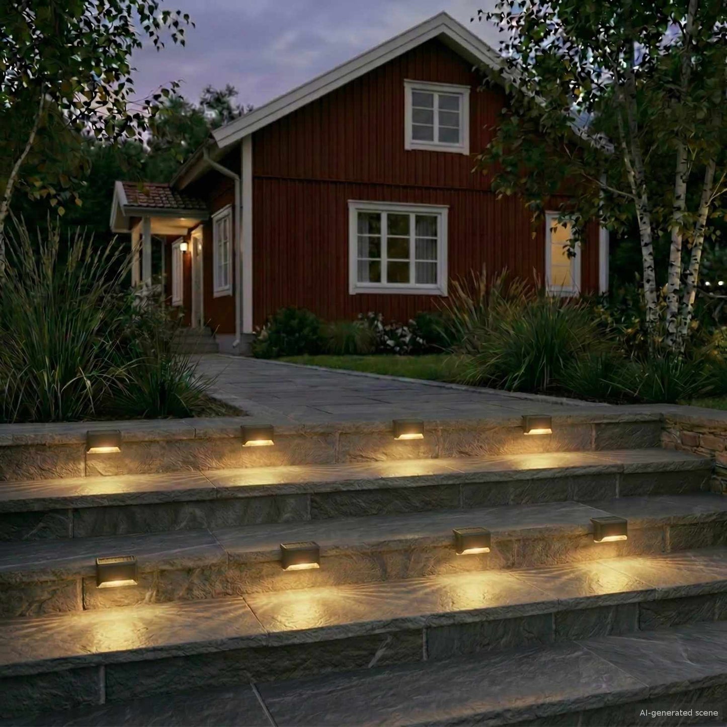 vidaXL Outdoor Solar Lights with Ground Spike 8 pcs Warm White 4.5 cm - Black