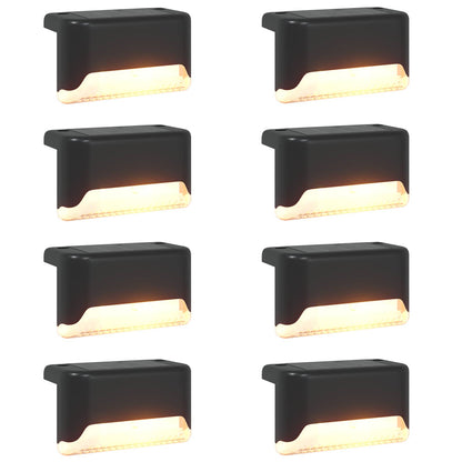 vidaXL Outdoor Solar Lights with Ground Spike 8 pcs Warm White 4.5 cm - Black
