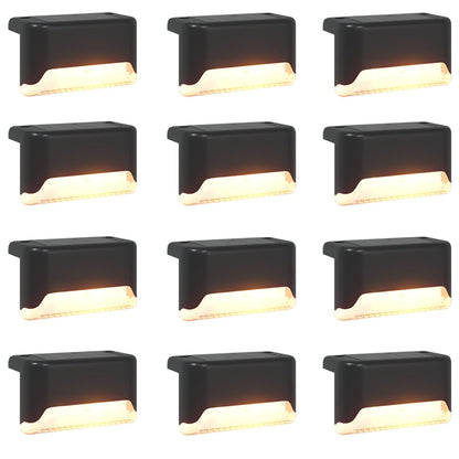 vidaXL Outdoor Solar Lights with Ground Spike 12 pcs Warm White 4.5 cm - Black