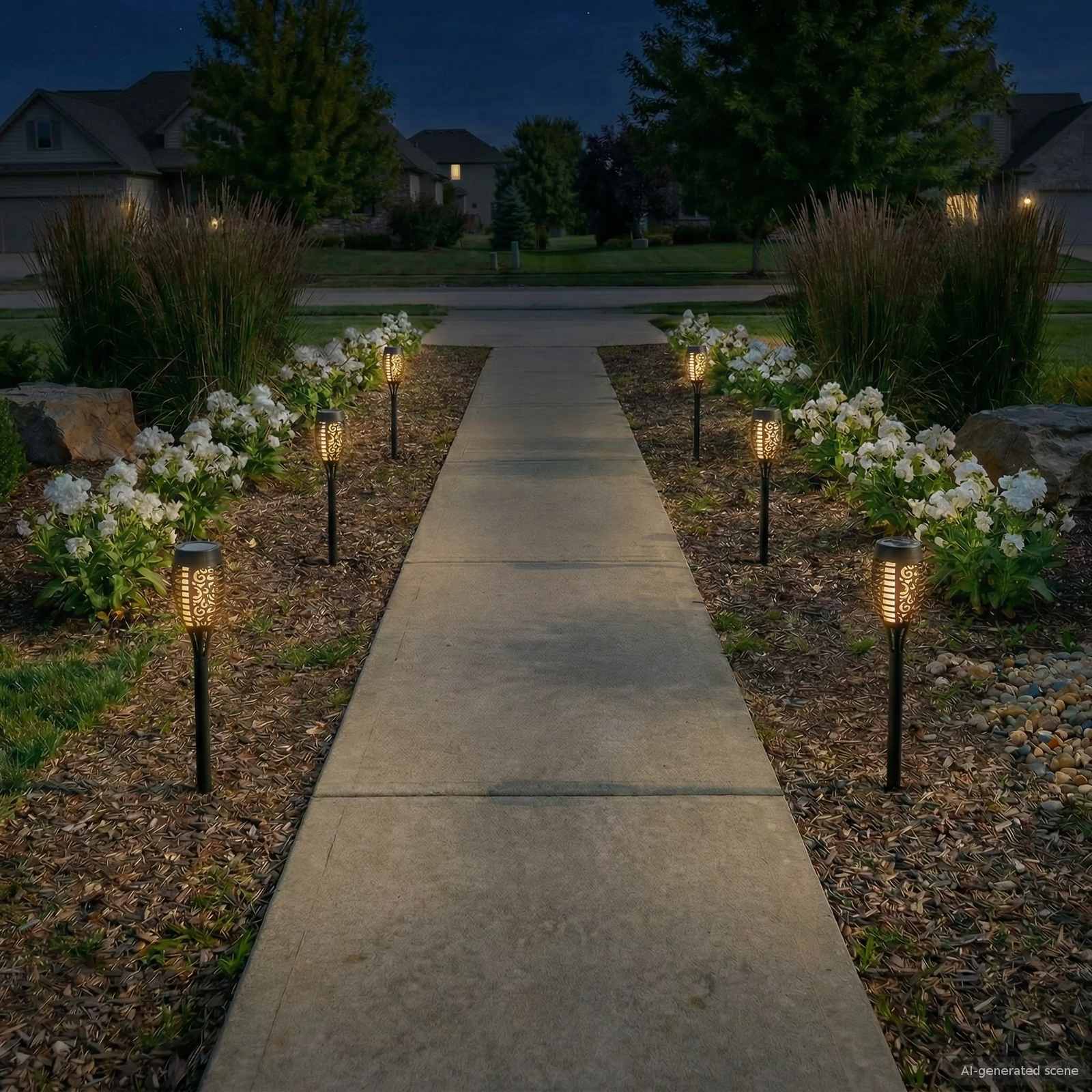 vidaXL Outdoor Solar Lights with Ground Spike 6 pcs Warm White 47.5 cm - Black