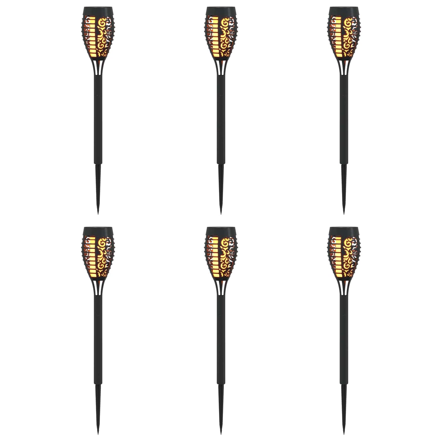 vidaXL Outdoor Solar Lights with Ground Spike 6 pcs Warm White 47.5 cm - Black