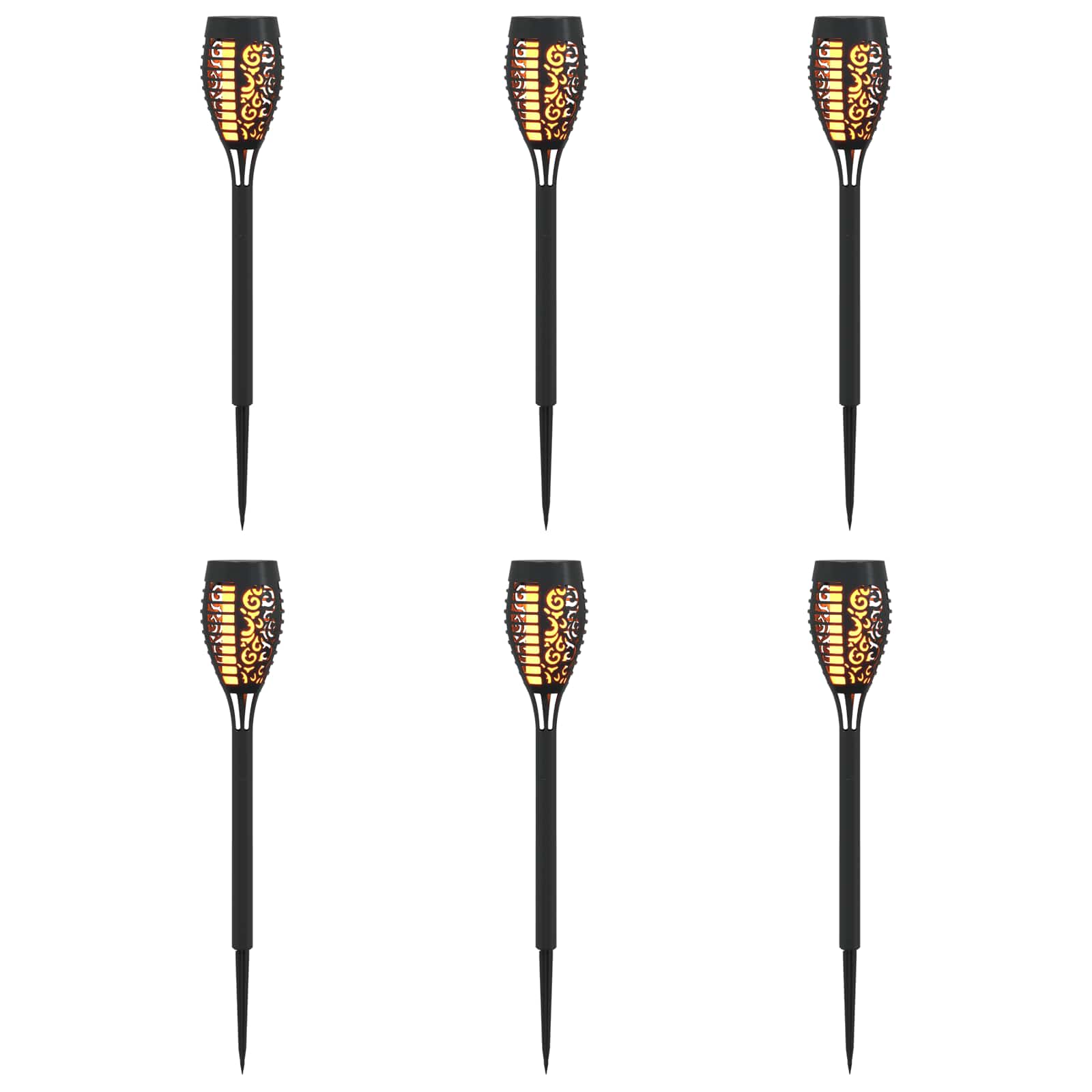 vidaXL Outdoor Solar Lights with Ground Spike 6 pcs Warm White 47.5 cm - Black