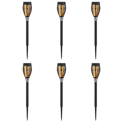 vidaXL Outdoor Solar Lights with Ground Spike 6 pcs Warm White 47.5 cm - Black