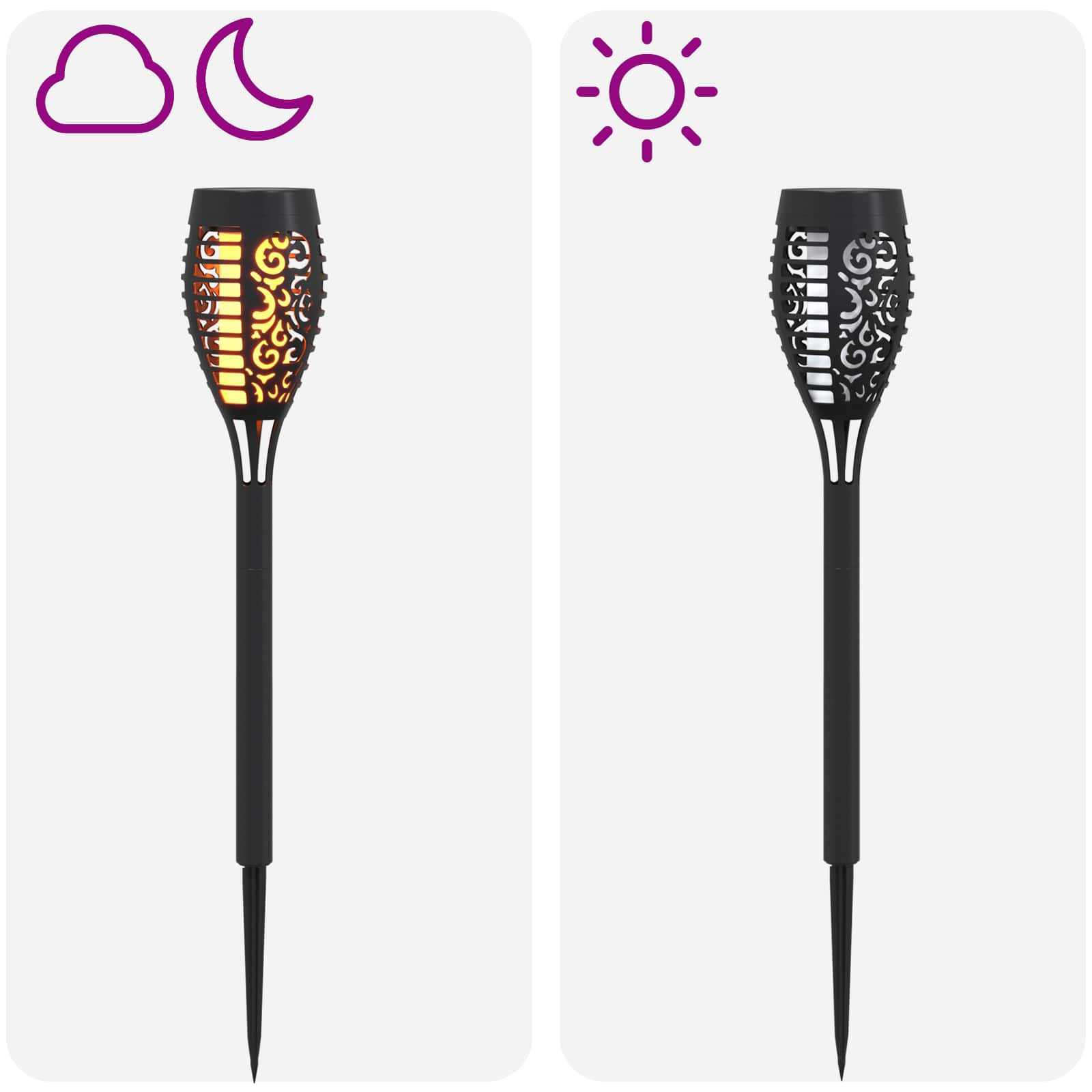 vidaXL Outdoor Solar Lights with Ground Spike 6 pcs Warm White 47.5 cm - Black