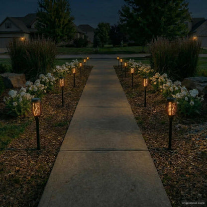 vidaXL Outdoor Solar Lights with Ground Spike 12 pcs Warm White ABS - Black - 47.5 cm