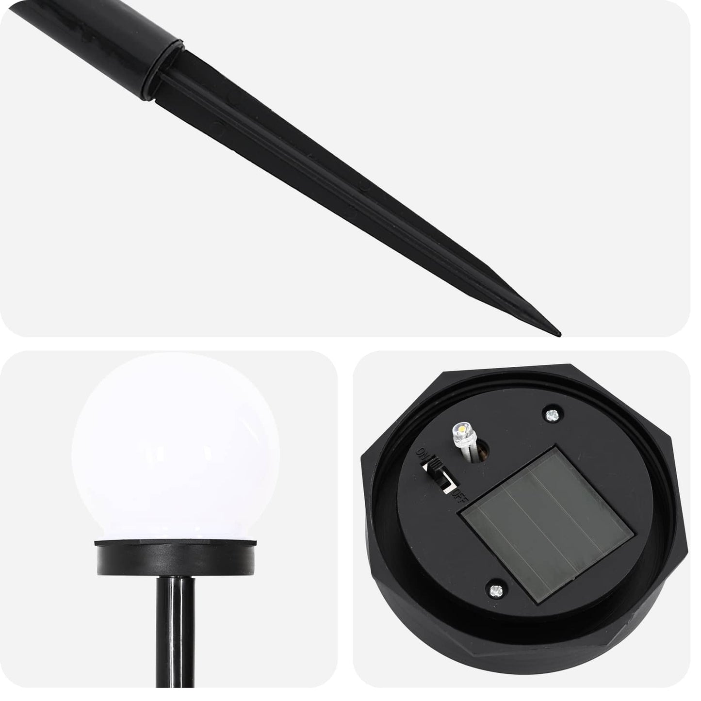 vidaXL Outdoor Solar Lights with Ground Spike 4 pcs Warm White 38.5 cm - Black
