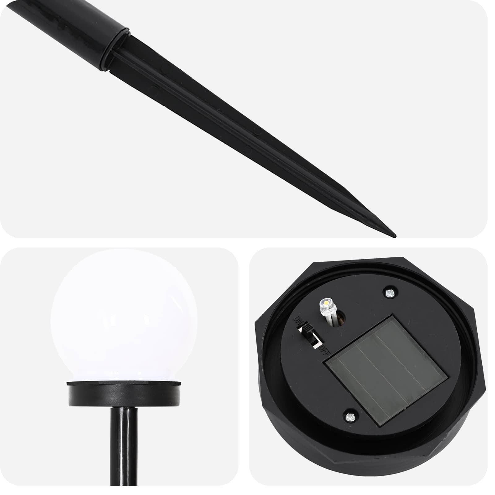vidaXL Outdoor Solar Lights with Ground Spike 4 pcs Warm White 38.5 cm - Black