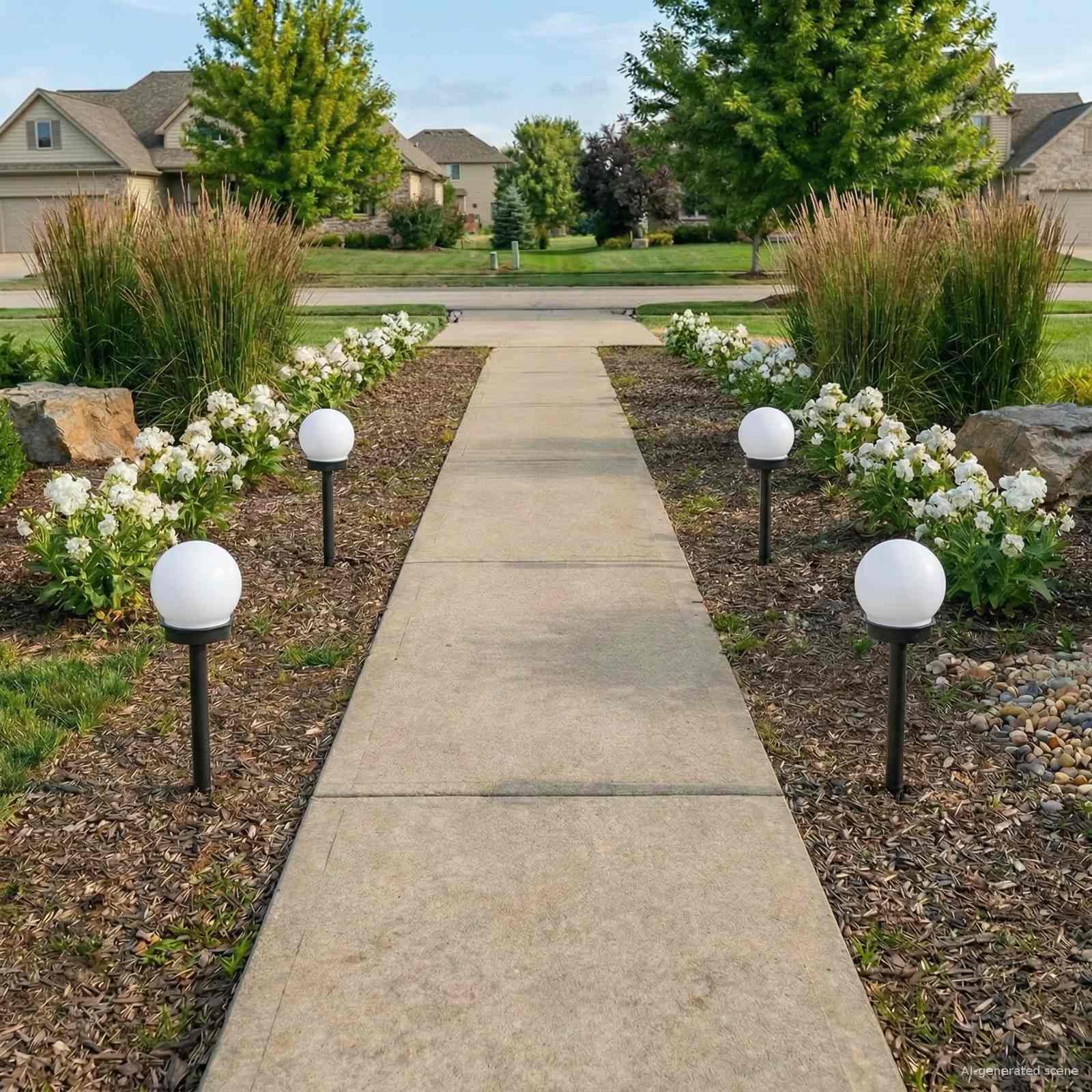 vidaXL Outdoor Solar Lights with Ground Spike 4 pcs Warm White 38.5 cm - Black