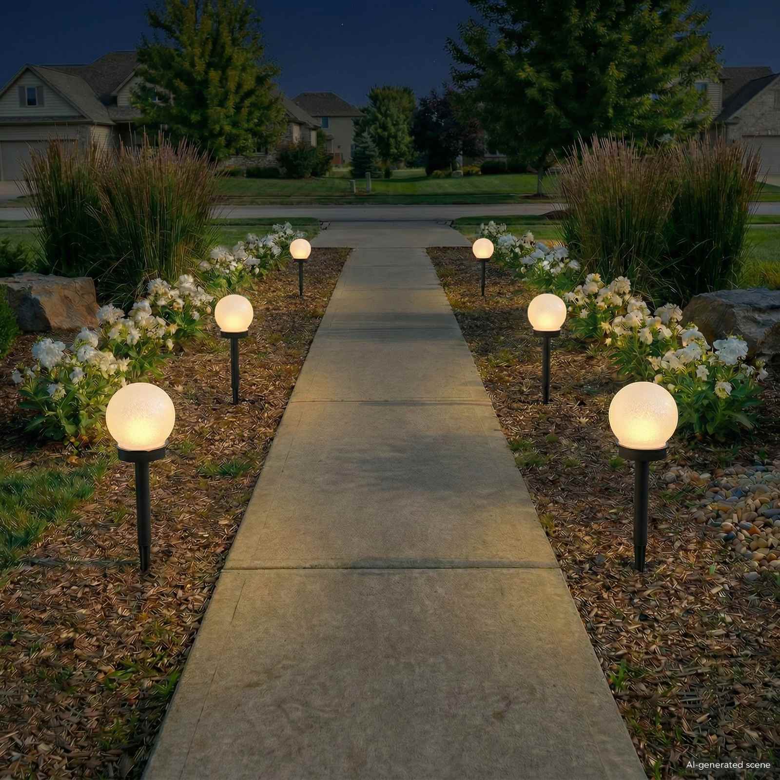 vidaXL Outdoor Solar Lights with Ground Spike 4 pcs Warm White 38.5 cm - Black