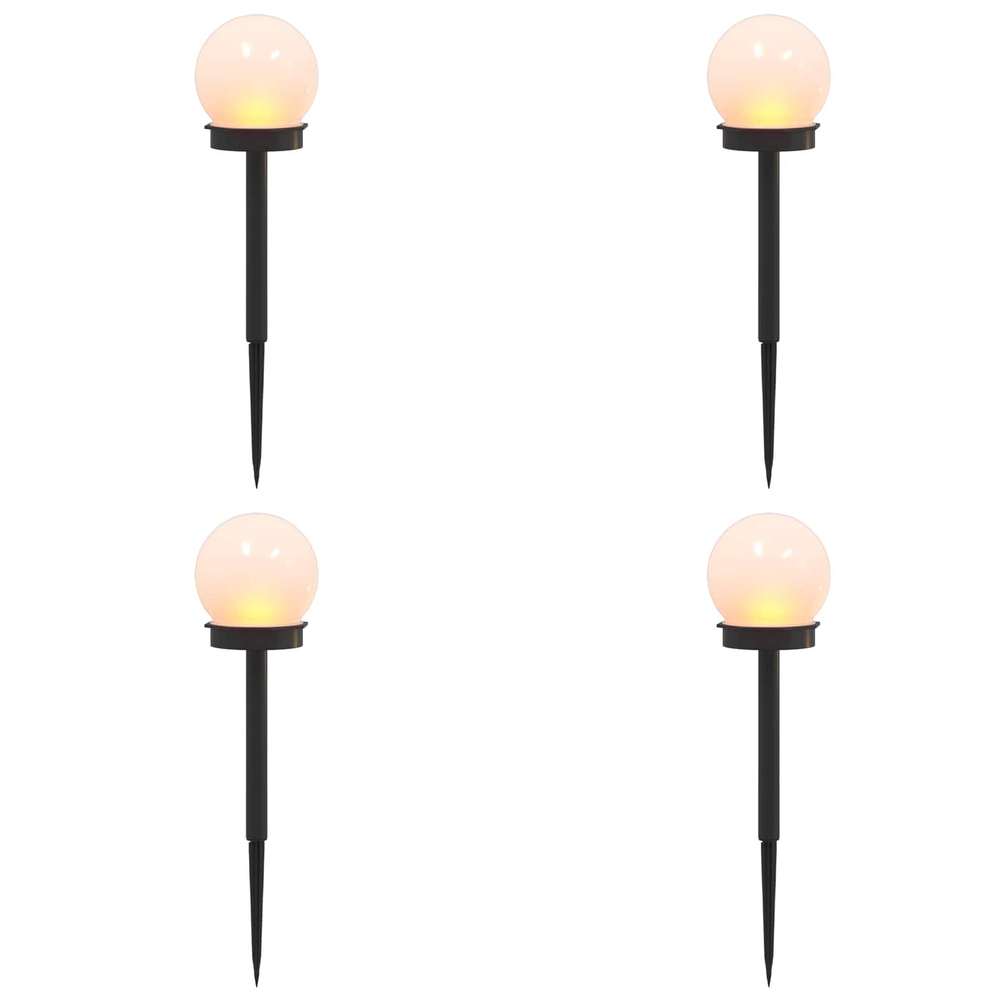 vidaXL Outdoor Solar Lights with Ground Spike 4 pcs Warm White 38.5 cm - Black