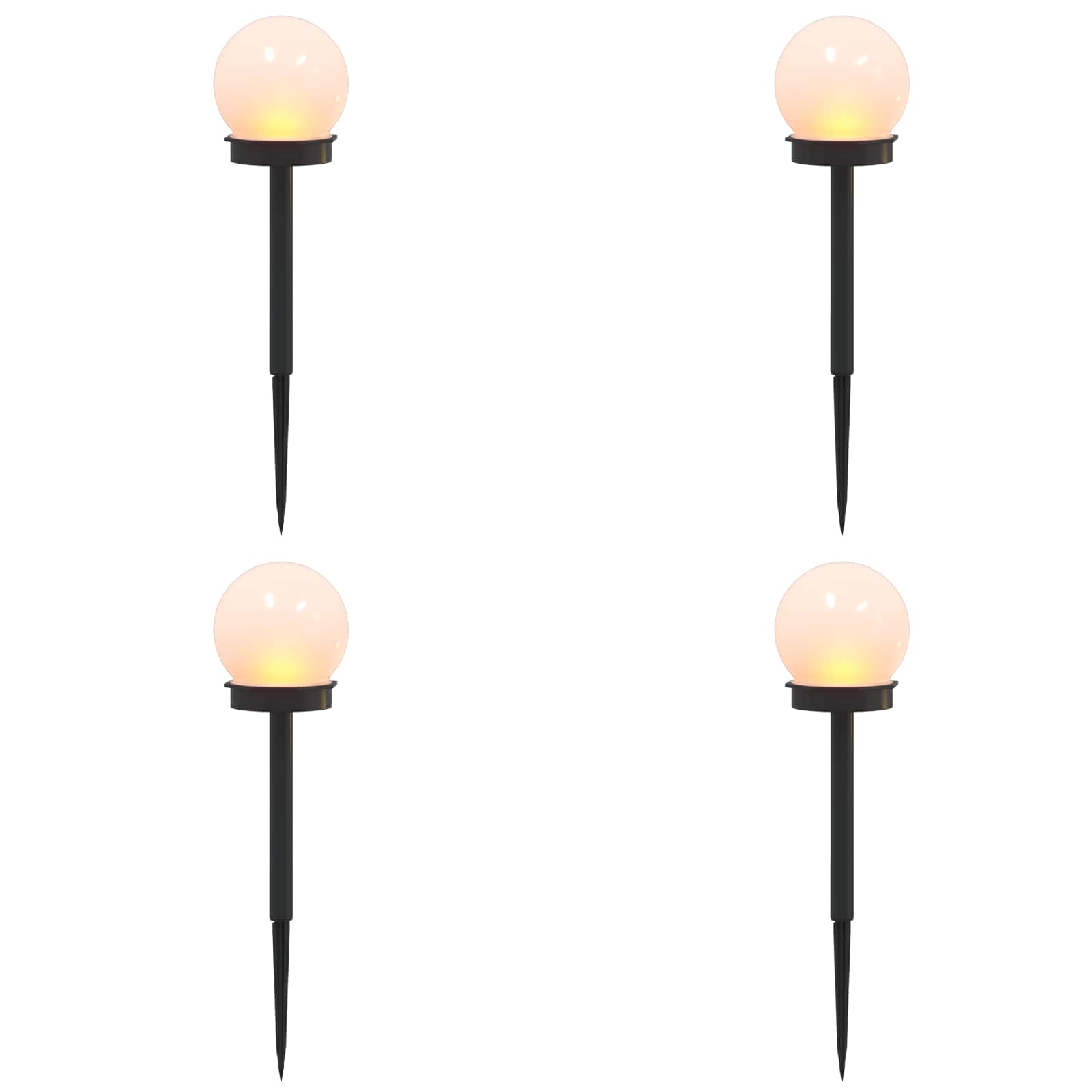 vidaXL Outdoor Solar Lights with Ground Spike 4 pcs Warm White 38.5 cm - Black