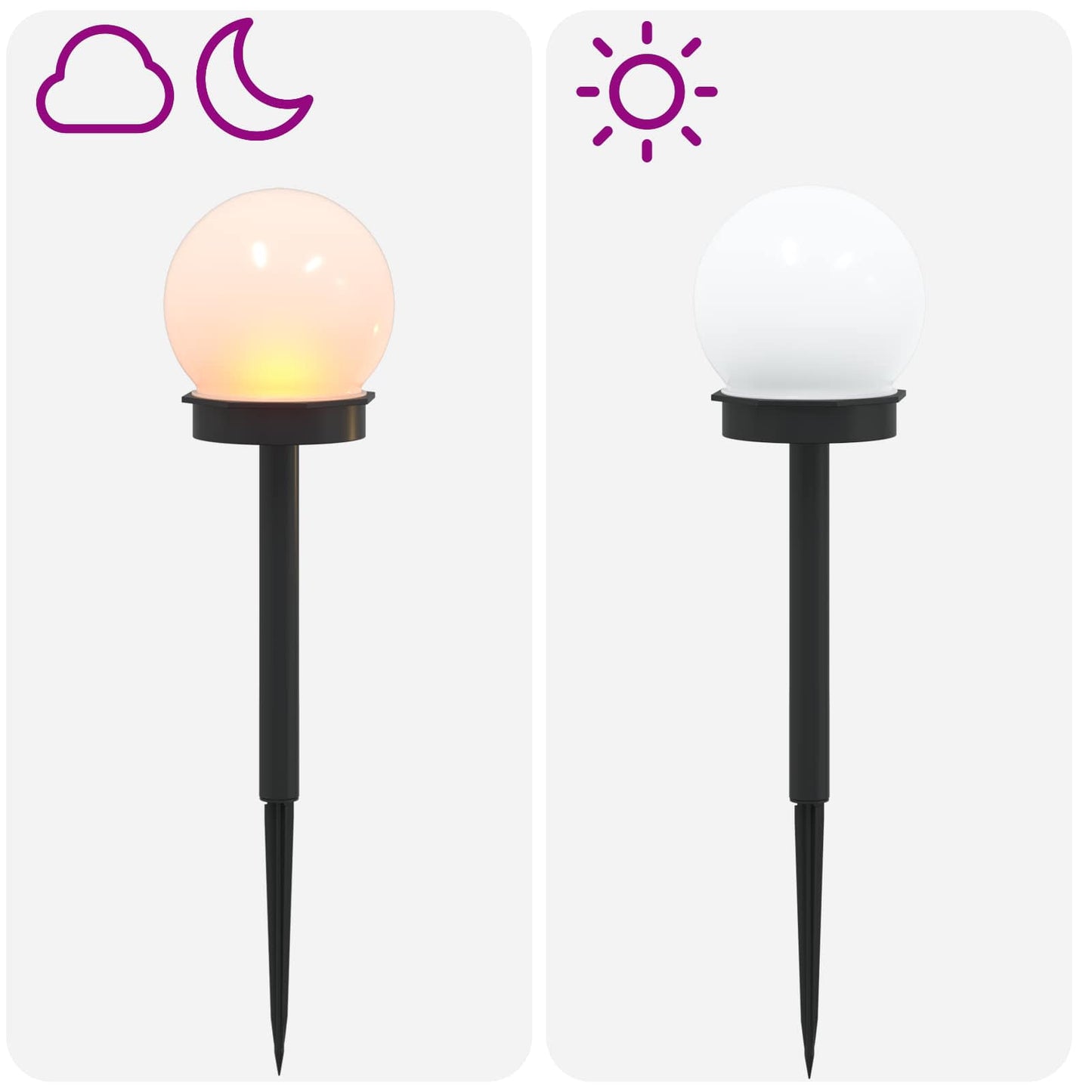 vidaXL Outdoor Solar Lights with Ground Spike 4 pcs Warm White 38.5 cm - Black
