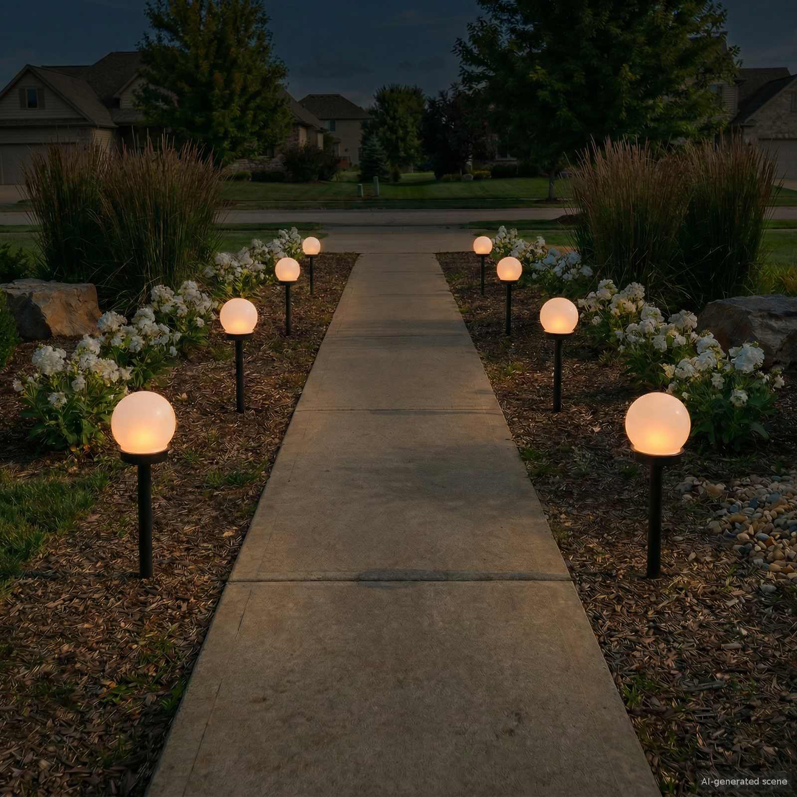 vidaXL Outdoor Solar Lights with Ground Spike 8 pcs Warm White 38.5 cm - Black