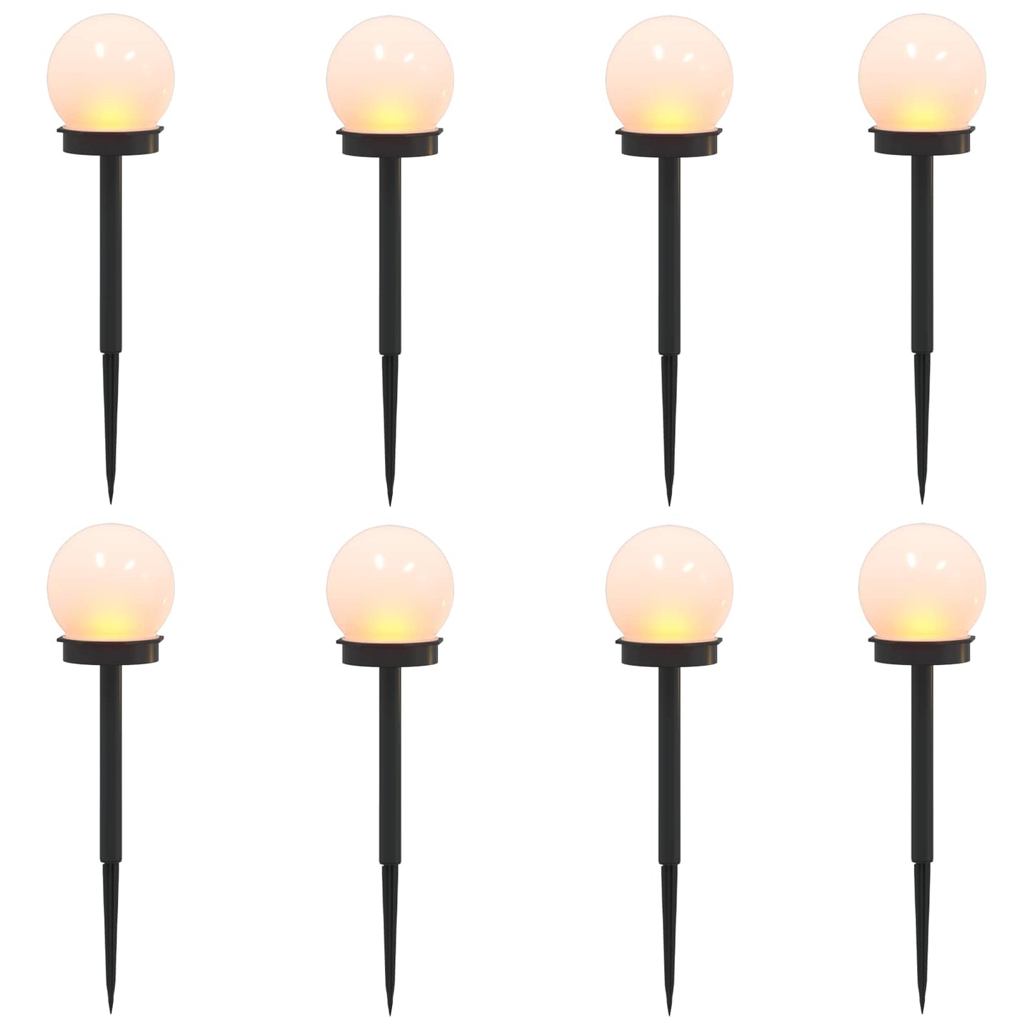 vidaXL Outdoor Solar Lights with Ground Spike 8 pcs Warm White 38.5 cm - Black