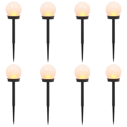 vidaXL Outdoor Solar Lights with Ground Spike 8 pcs Warm White 38.5 cm - Black