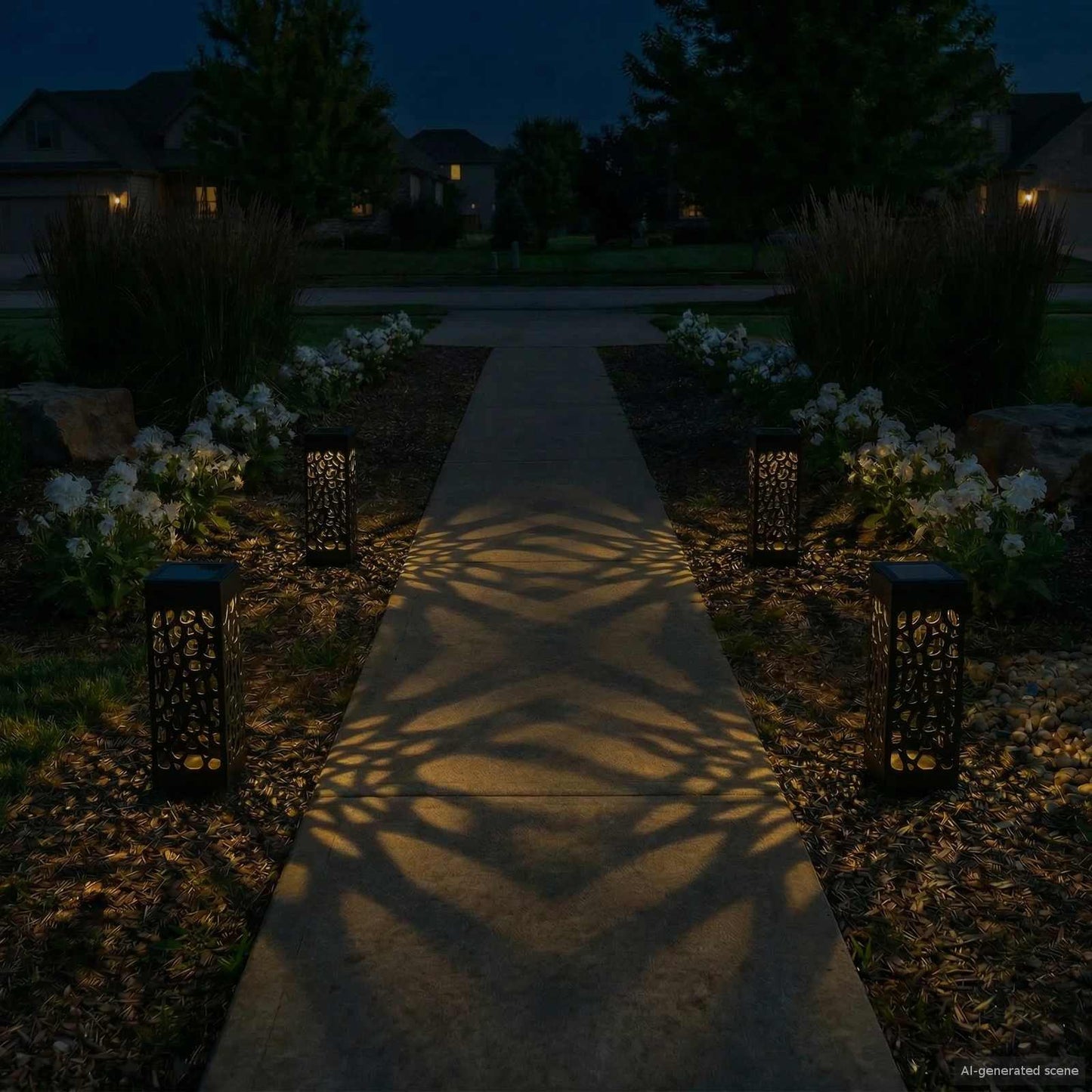 vidaXL Outdoor Solar Lights with Ground Spike 4 pcs Warm White 29 cm - Black