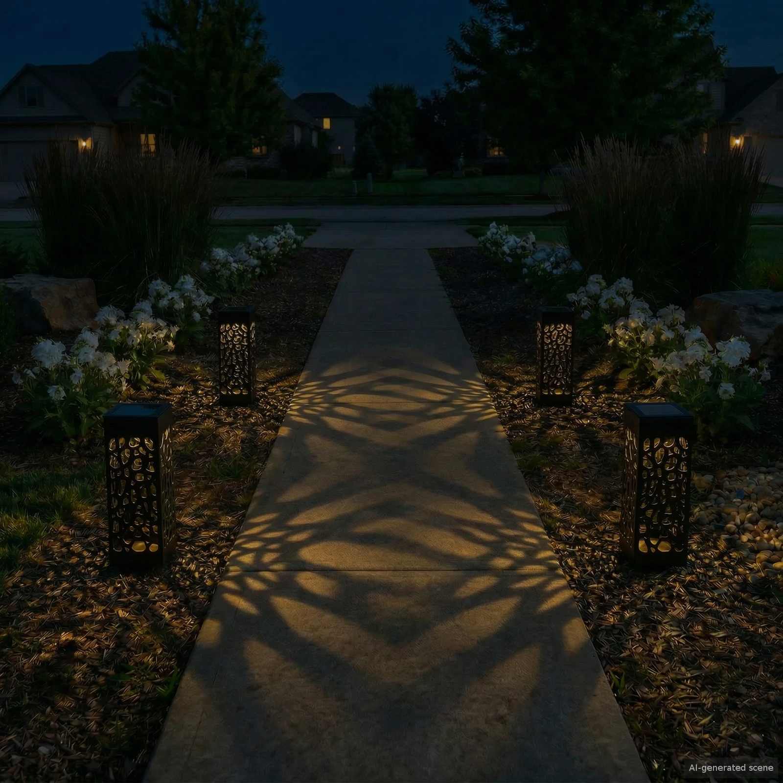 vidaXL Outdoor Solar Lights with Ground Spike 4 pcs Warm White 29 cm - Black
