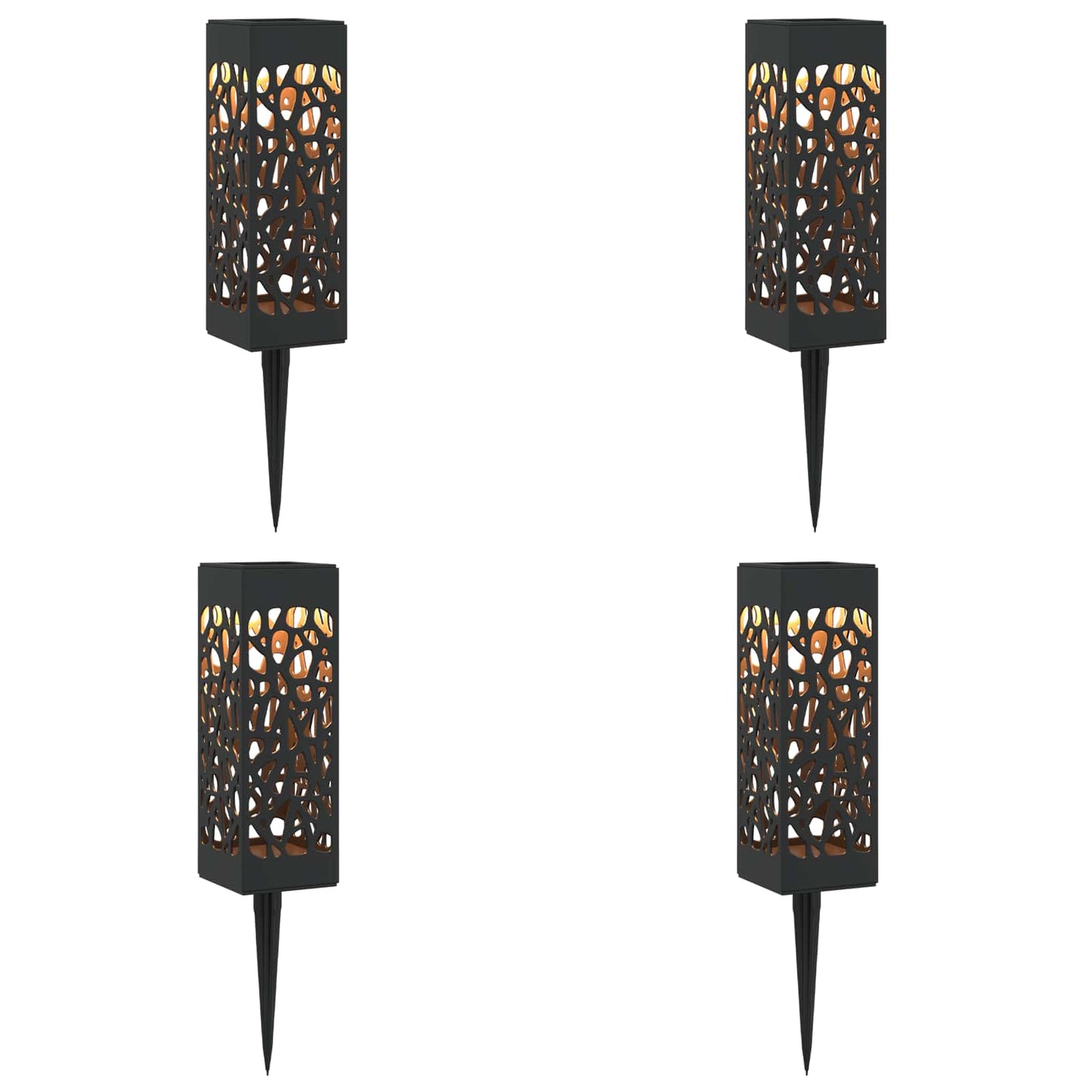 vidaXL Outdoor Solar Lights with Ground Spike 4 pcs Warm White 29 cm - Black