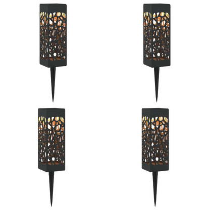 vidaXL Outdoor Solar Lights with Ground Spike 4 pcs Warm White 29 cm - Black