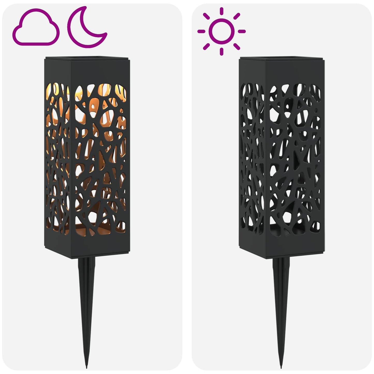 vidaXL Outdoor Solar Lights with Ground Spike 4 pcs Warm White 29 cm - Black