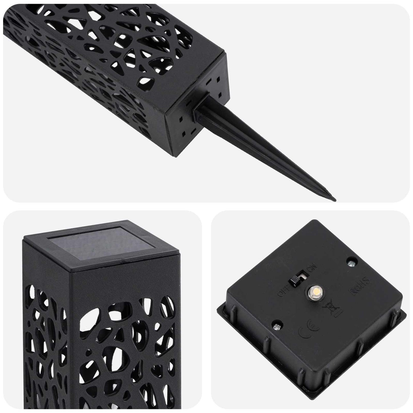 vidaXL Outdoor Solar Lights with Ground Spike 8 pcs Warm White 29 cm - Black