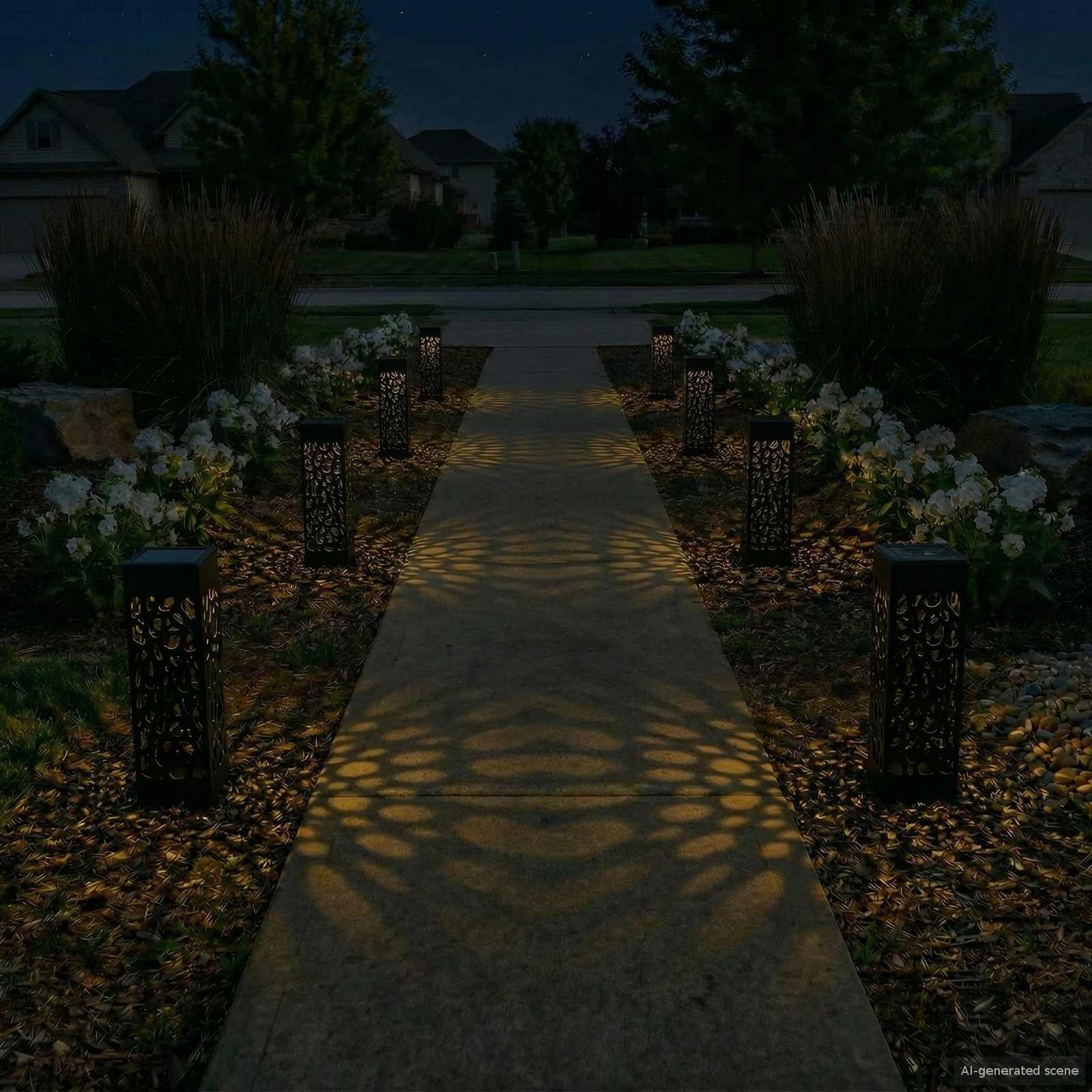vidaXL Outdoor Solar Lights with Ground Spike 8 pcs Warm White 29 cm - Black