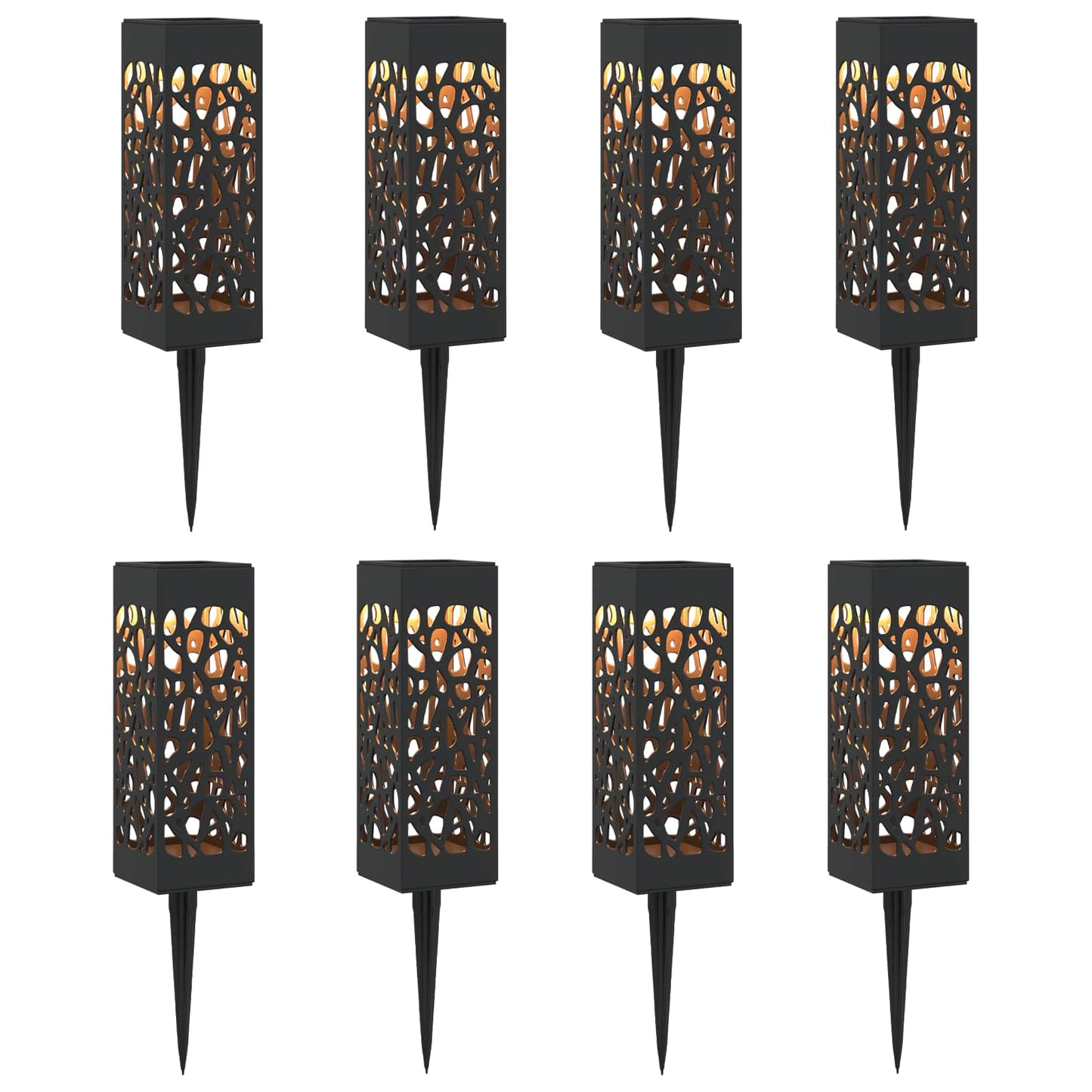 vidaXL Outdoor Solar Lights with Ground Spike 8 pcs Warm White 29 cm - Black